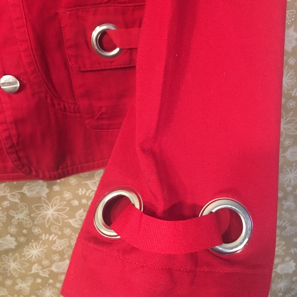 Christopher & Banks Bright Red Grommets Jacket L - Picture 3 of 8